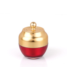 10g New Design gold Luxury Empty Red Plastic Container Silver Acrylic Cream Jar for Skin Care Packaging